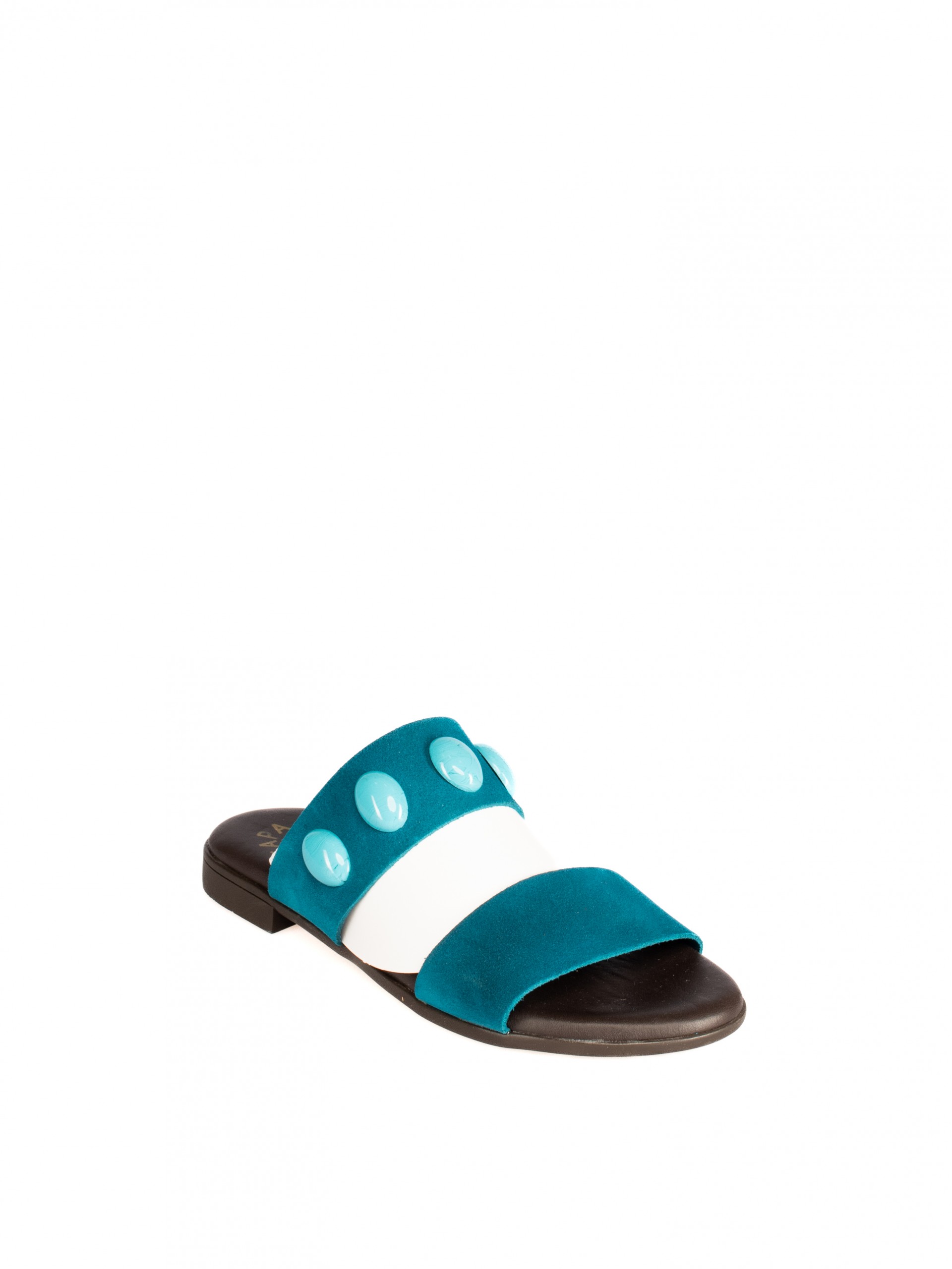 Suede Slide with Two Straps and Stones