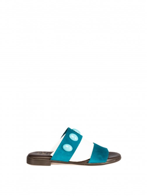 Suede Slide with Two Straps and Stones