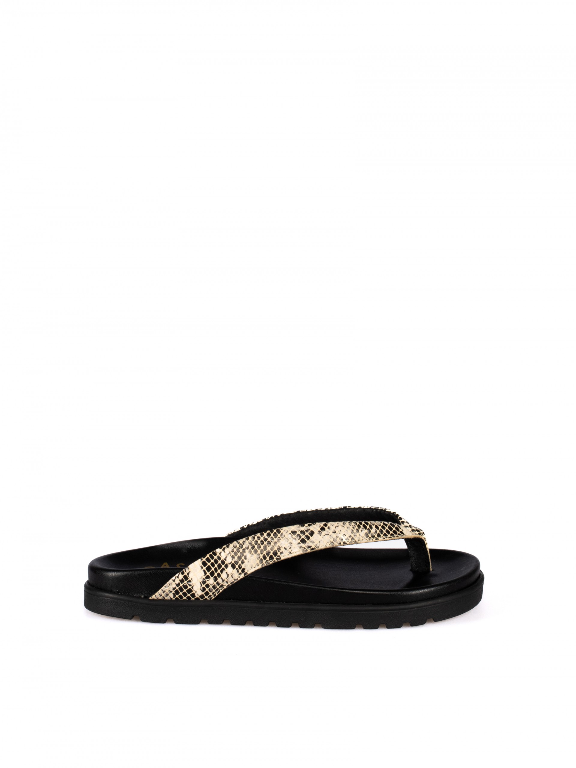Women's Leather Flip-Flops with Chunky Sole