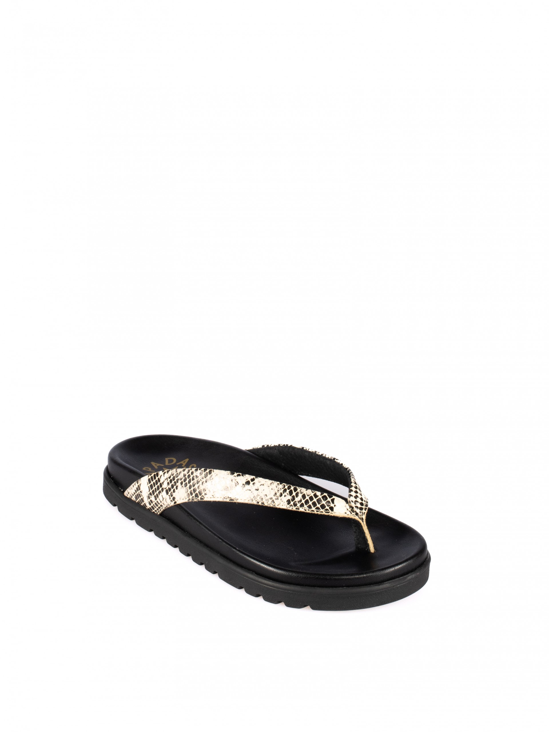 Women's Leather Flip-Flops with Chunky Sole