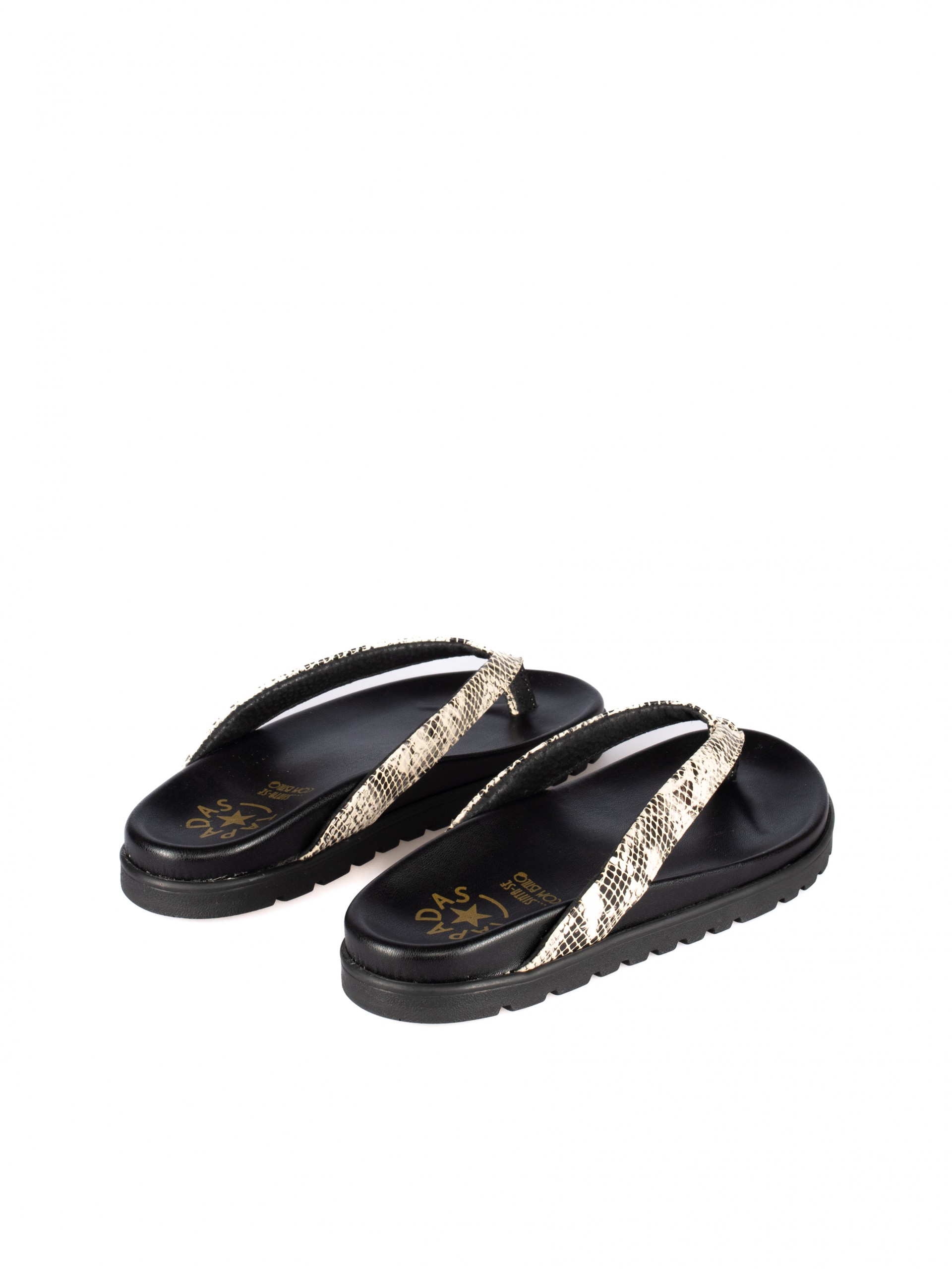Women's Leather Flip-Flops with Chunky Sole