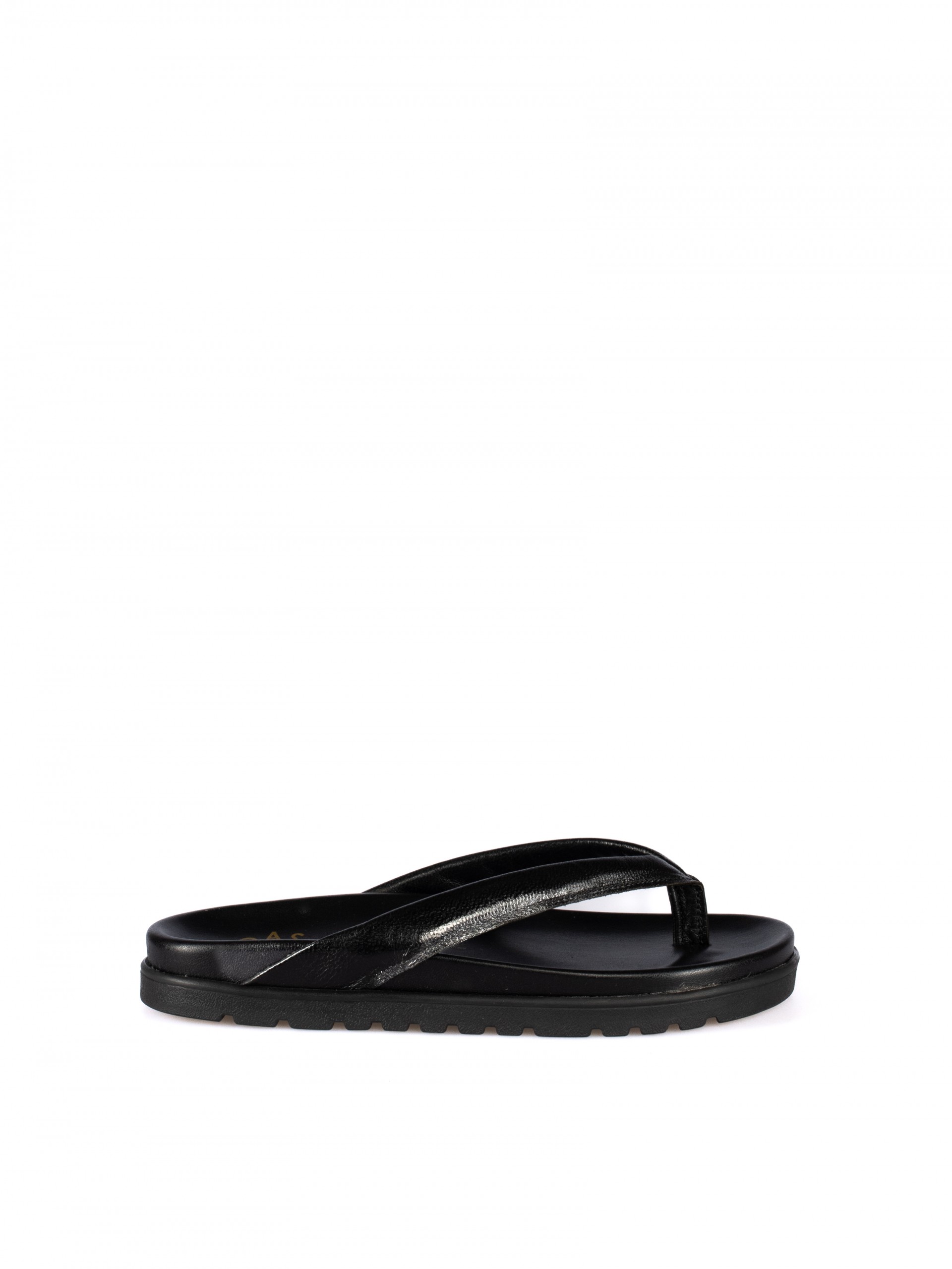 Women's Leather Flip-Flops with Chunky Sole