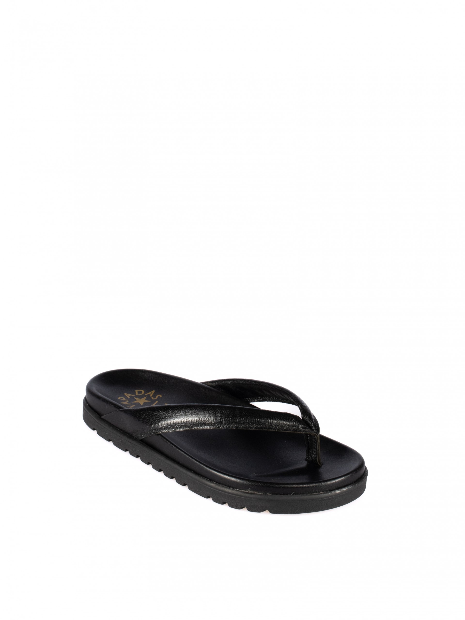 Women's Leather Flip-Flops with Chunky Sole