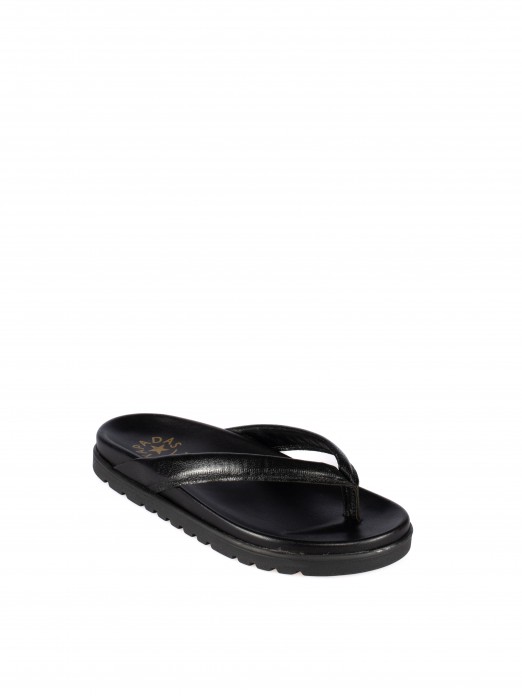 Women's Leather Flip-Flops with Chunky Sole Women's Leather Flip-Flops with Chunky Sole