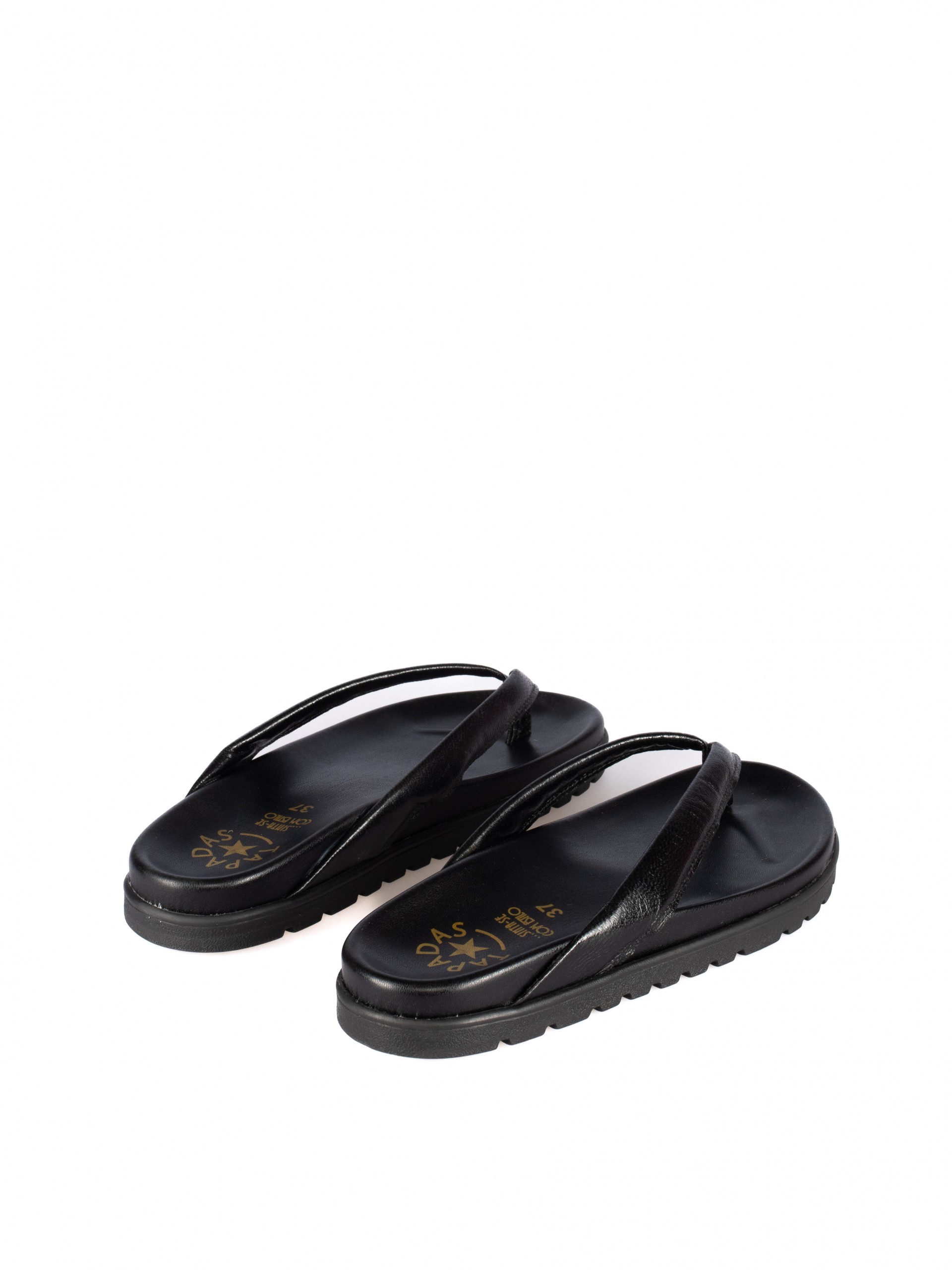 Women's Leather Flip-Flops with Chunky Sole