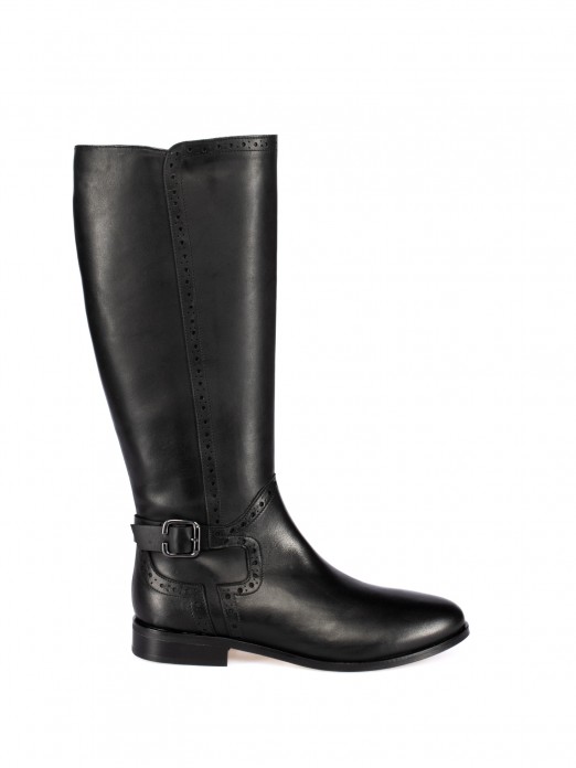 Bota Cavaleira em Pele com detalhe Bota Cavaleira em Pele com detalhe