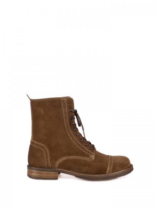 Women's Suede Ankle Boots with Perforated Details