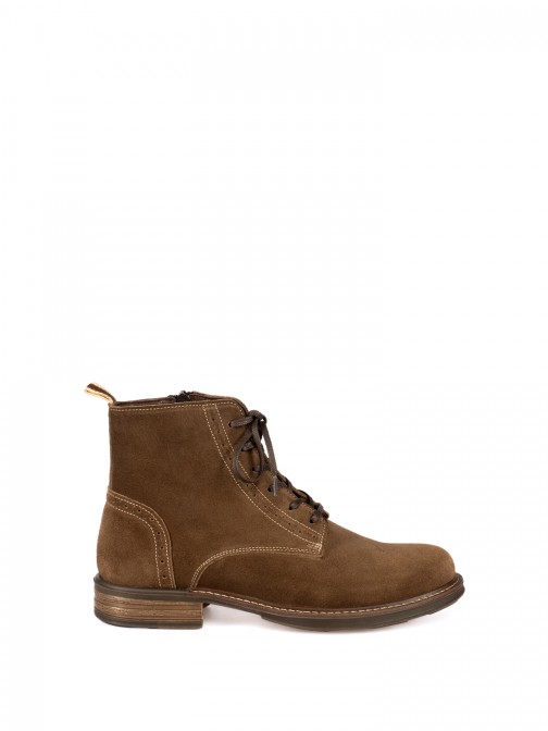 Women's Suede Ankle Boots with Perforated Details