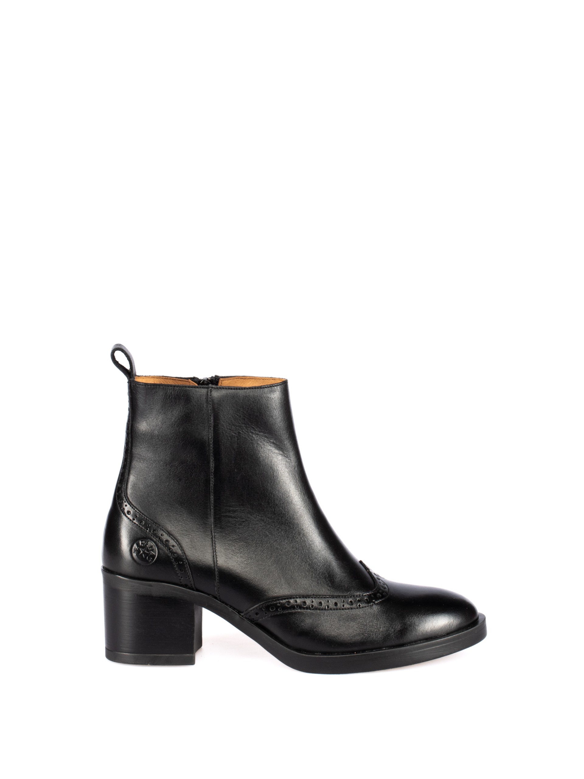 High-Heel Ankle Boots with Brogue Detailing
