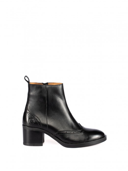 High-Heel Ankle Boots with Brogue Detailing