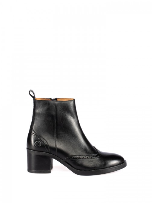 High-Heel Ankle Boots with Brogue Detailing