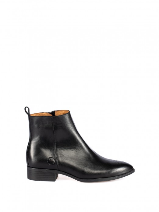 Flat Leather Ankle Boots
