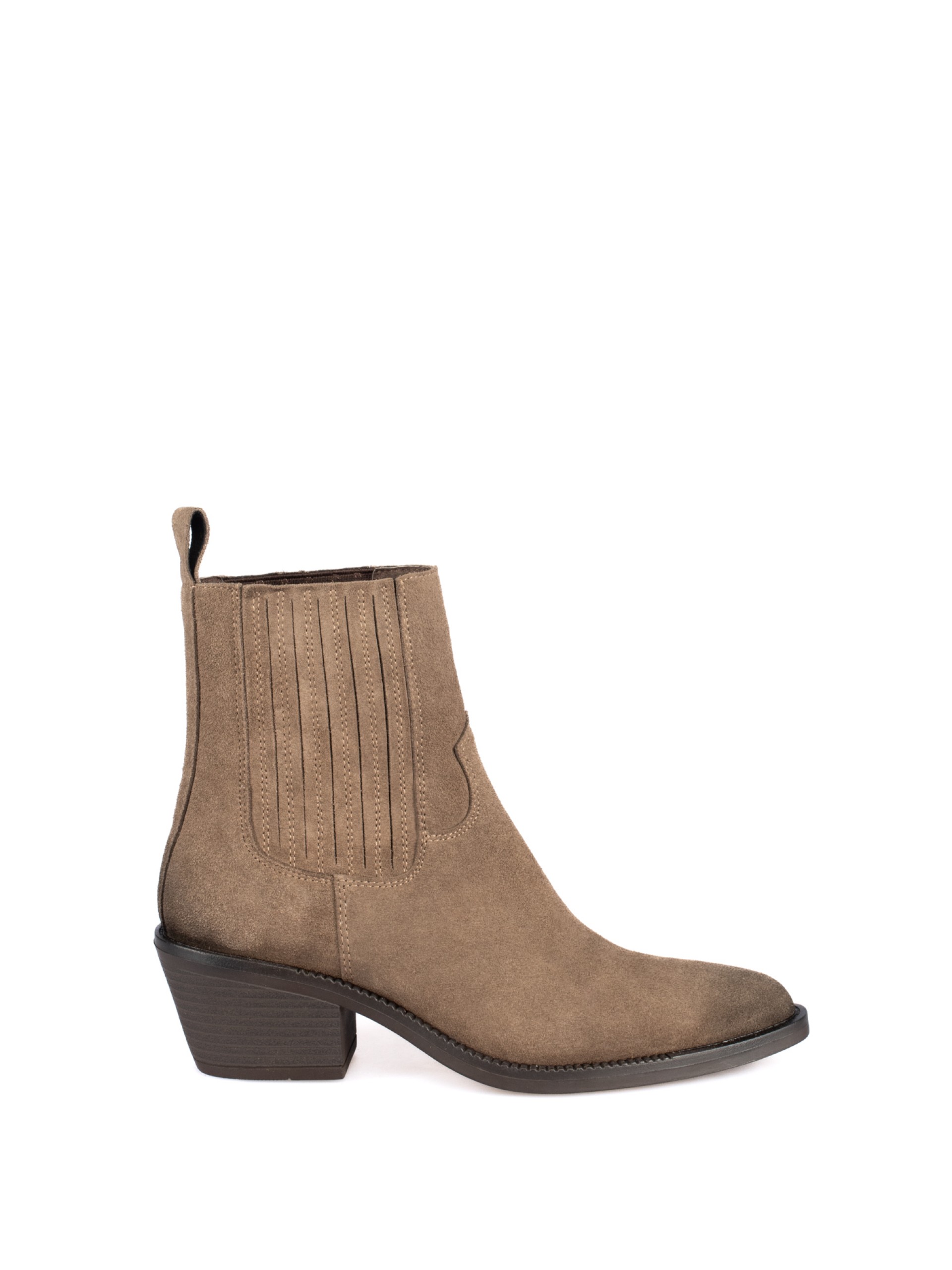 Western-style ankle boot with elastic waistband an