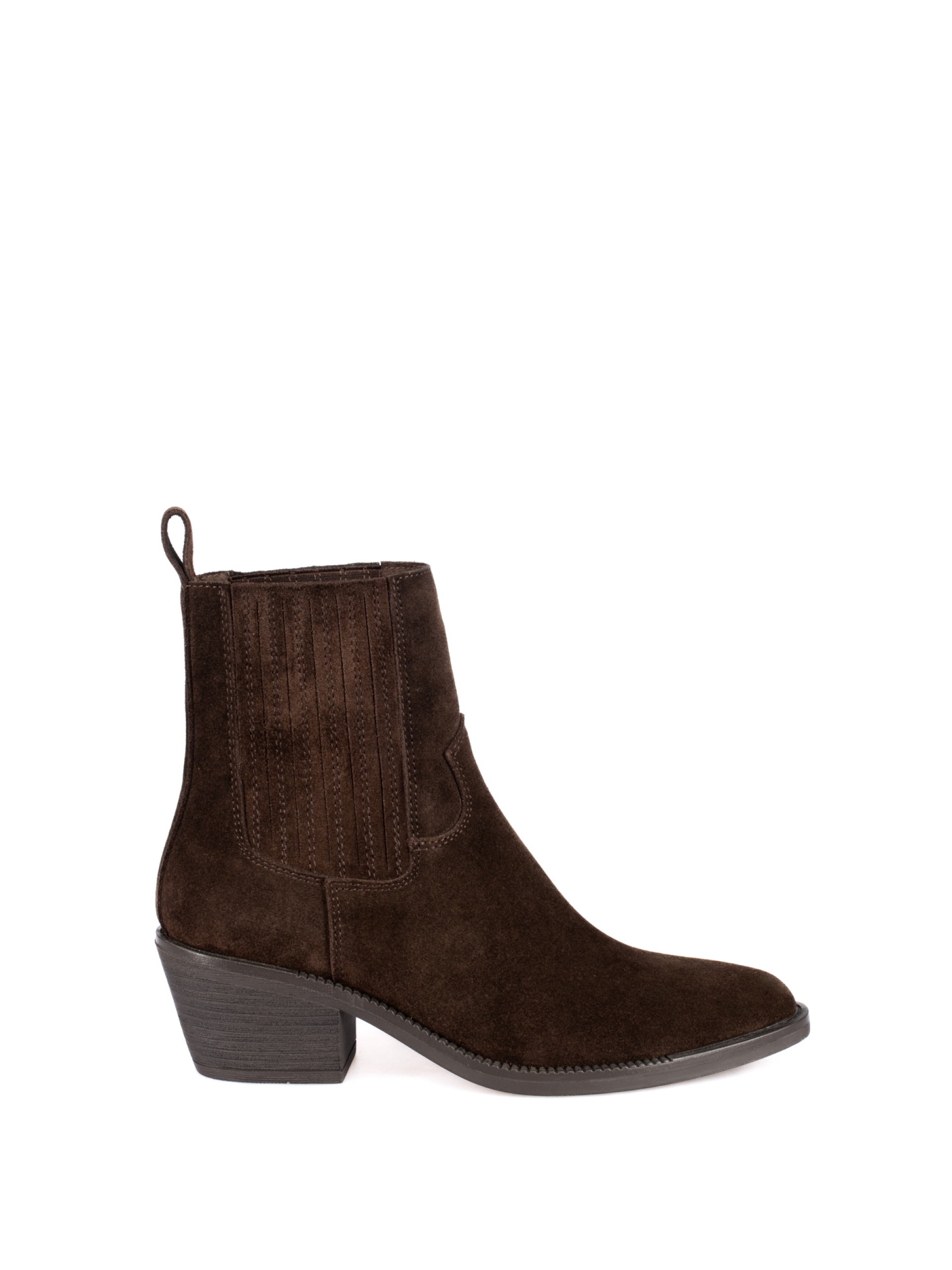 Western-style ankle boot with elastic waistband an