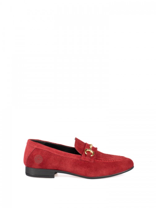 Suede moccasin with gold detail Suede moccasin with gold detail