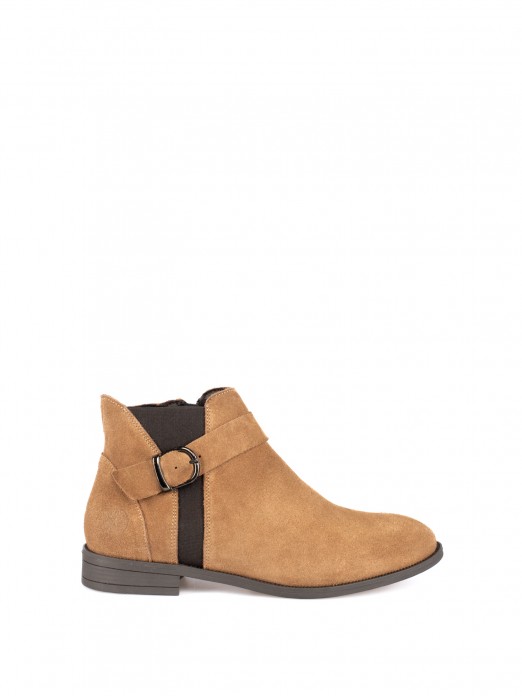 Suede ankle boot with buckle Suede ankle boot with buckle