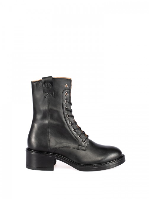 High-Top Military Leather Boot with Laces