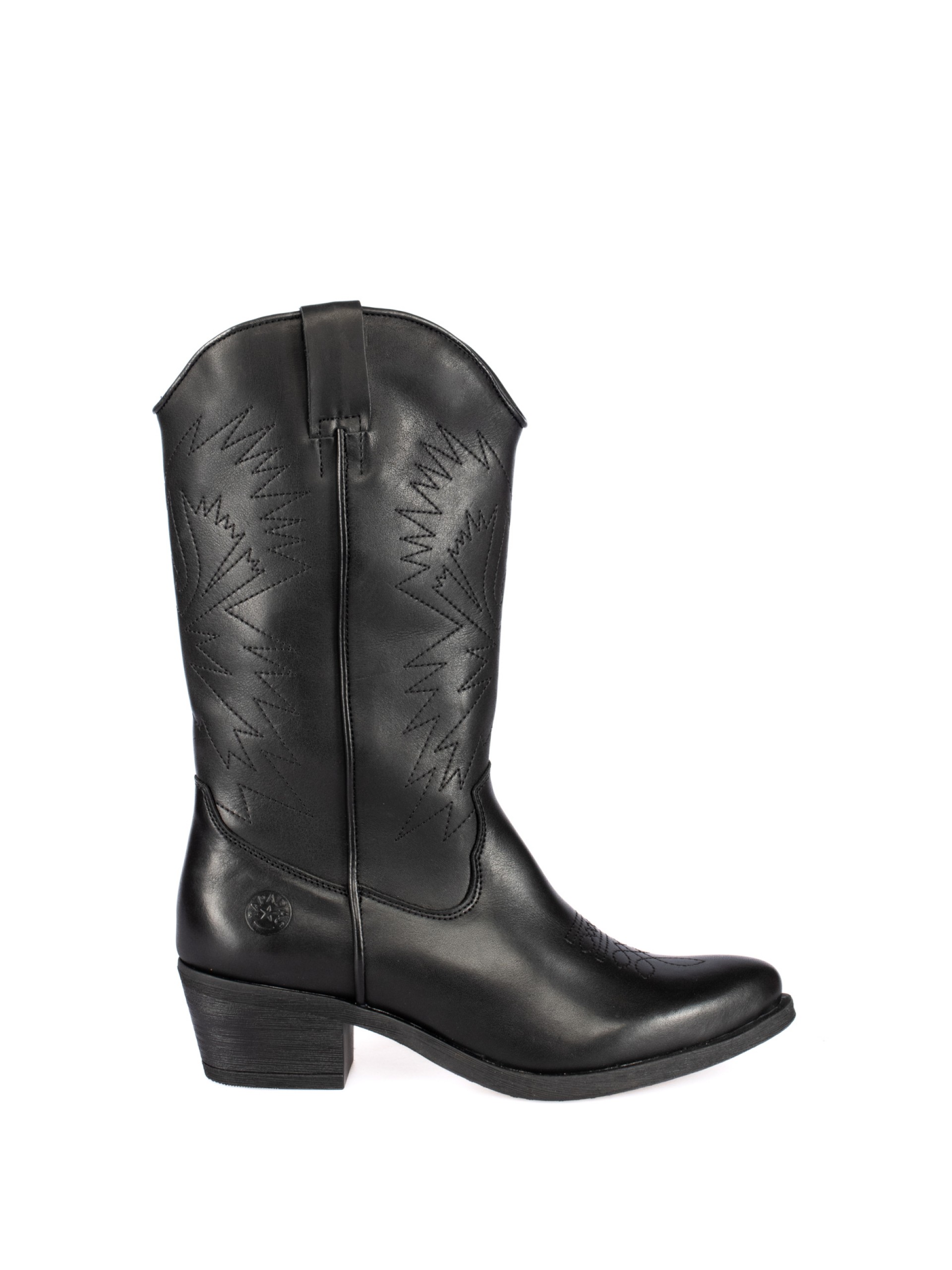 Western High Ankle Boots in Leather
