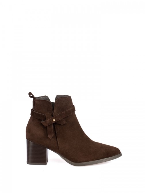 Suede Ankle Boot with Decorative Straps Suede Ankle Boot with Decorative Straps