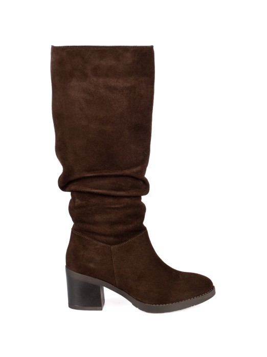 High-top suede boot