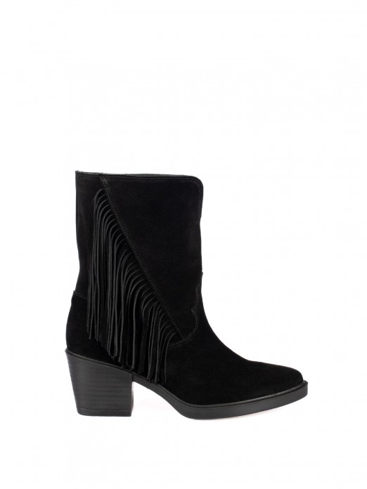 Fringed Suede Ankle Boots