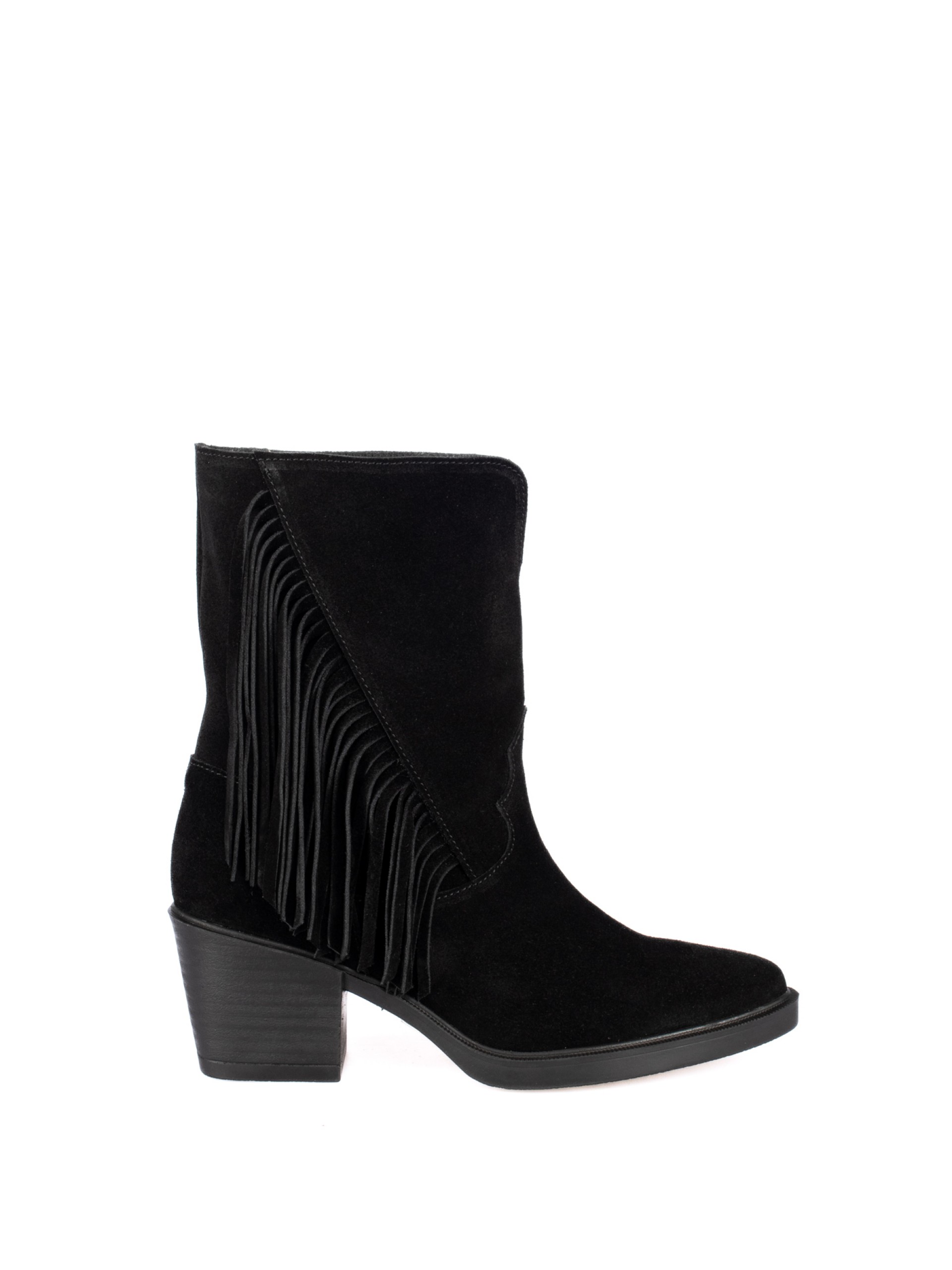 Fringed Suede Ankle Boots