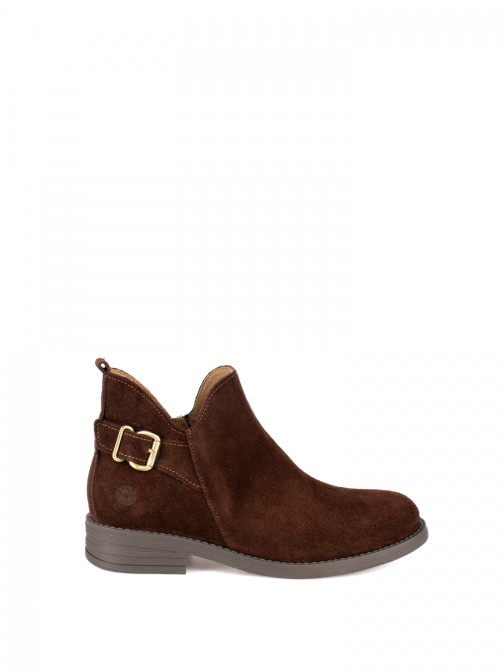 Suede Ankle Boots with Buckle