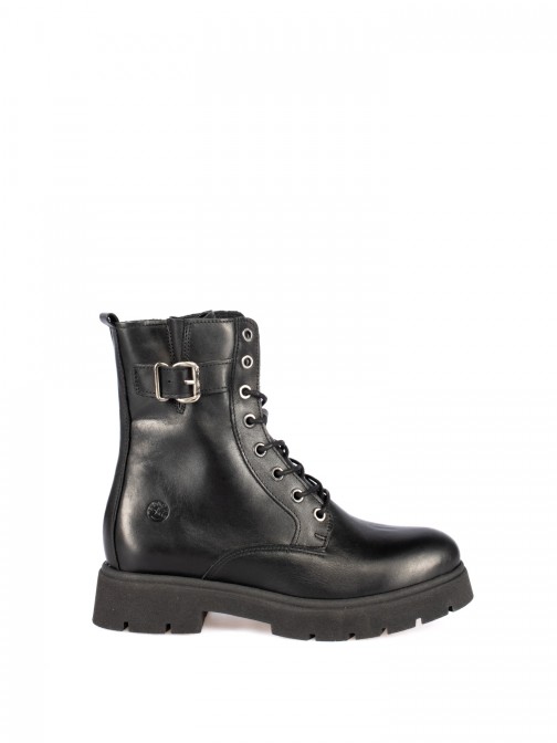 Leather Military Boots with Chunky Sole