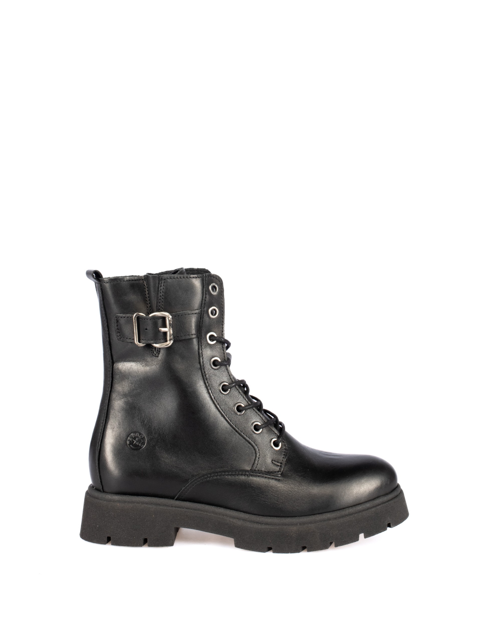 Leather Military Boots with Chunky Sole