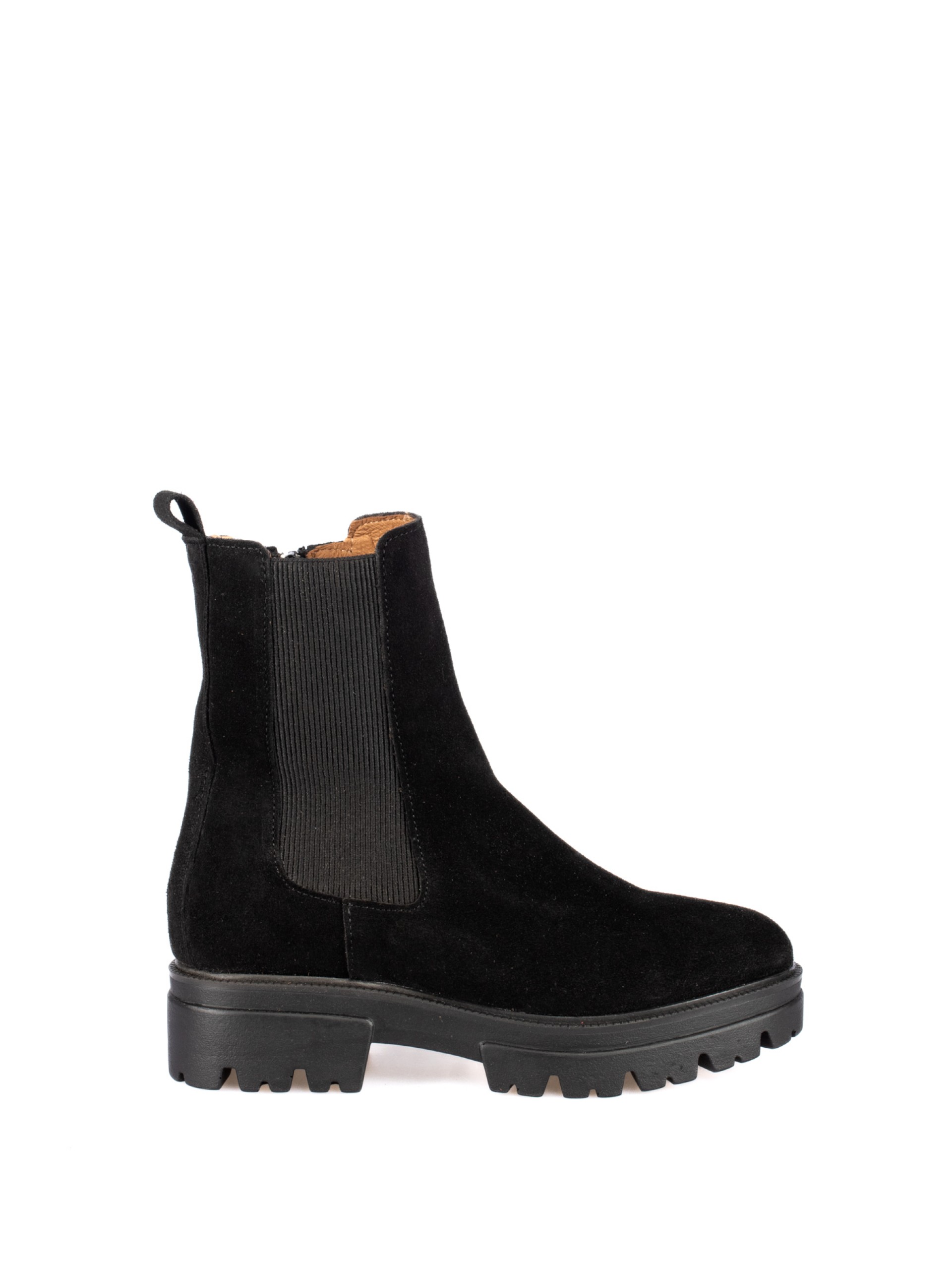Suede boot with elastic