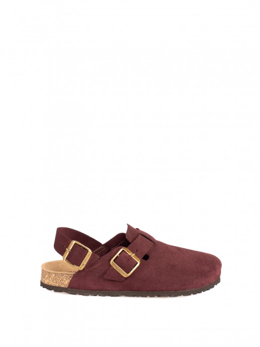 Bio suede clog with heel strap Bio suede clog with heel strap