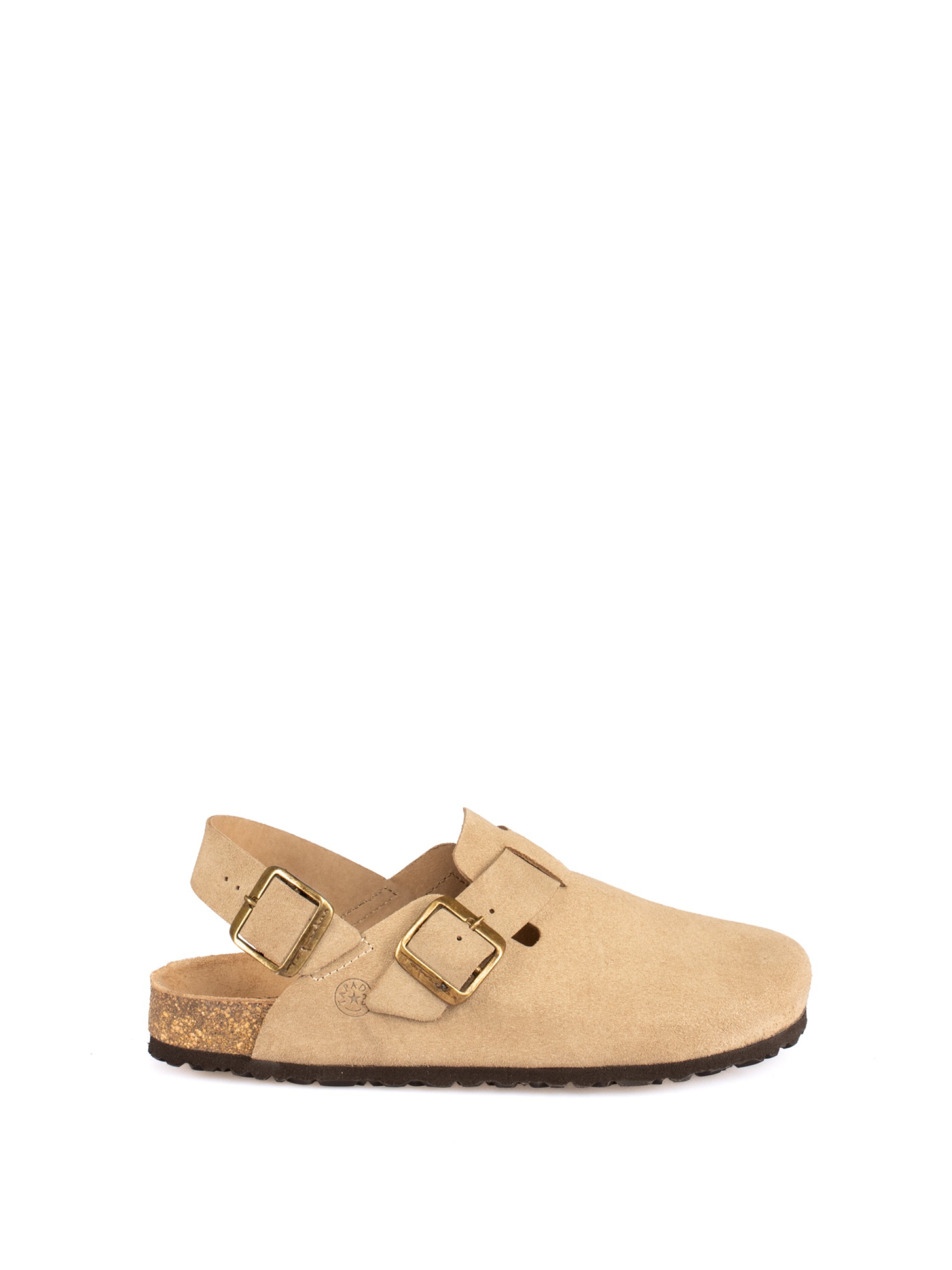 Bio suede clog with heel strap