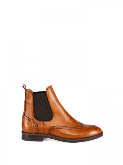 Leather Ankle Boots with Brogue Detailing