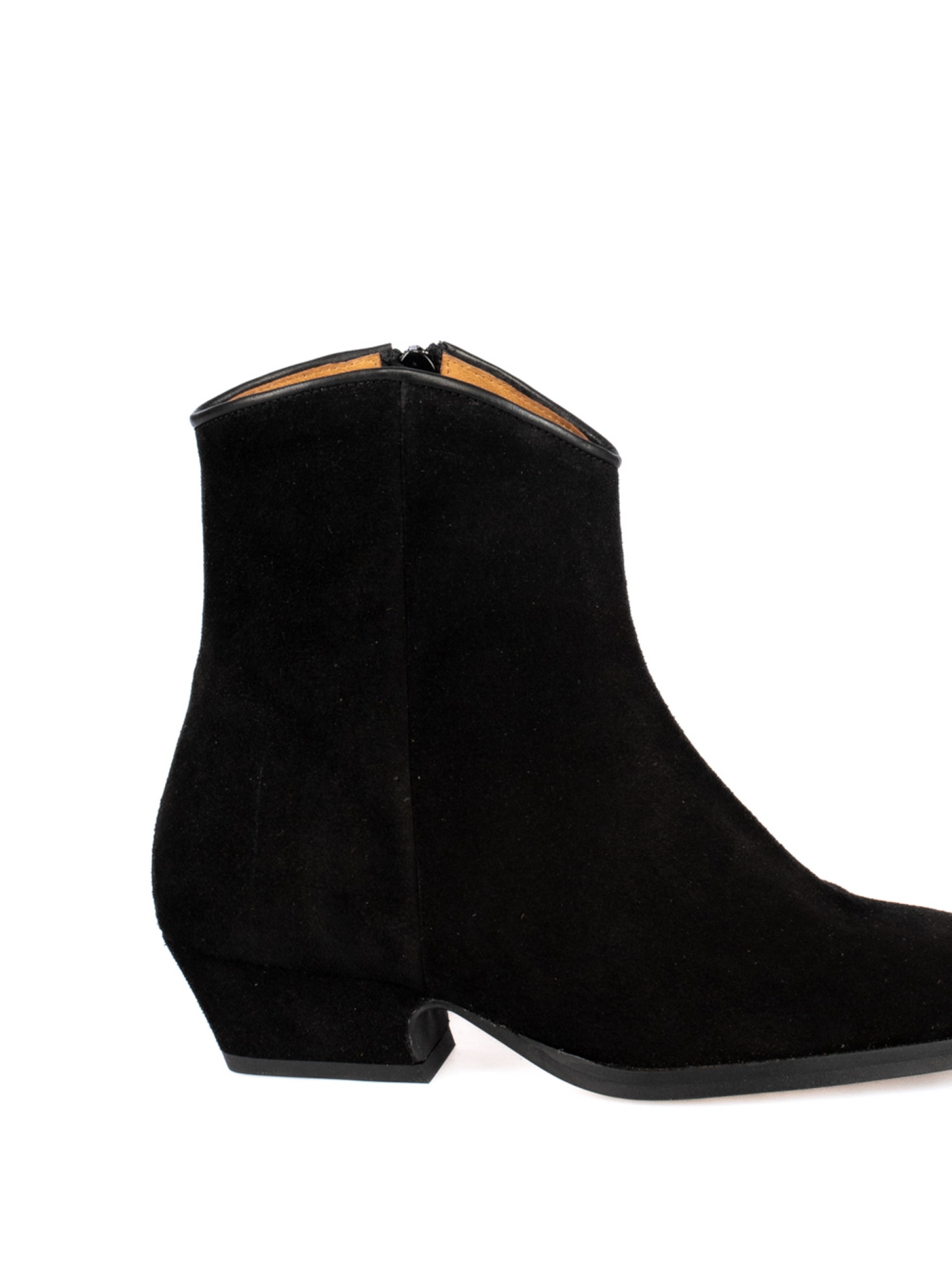 Suede Western Ankle Boots with Covered Heel