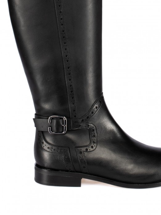 Bota Cavaleira em Pele com detalhe Bota Cavaleira em Pele com detalhe