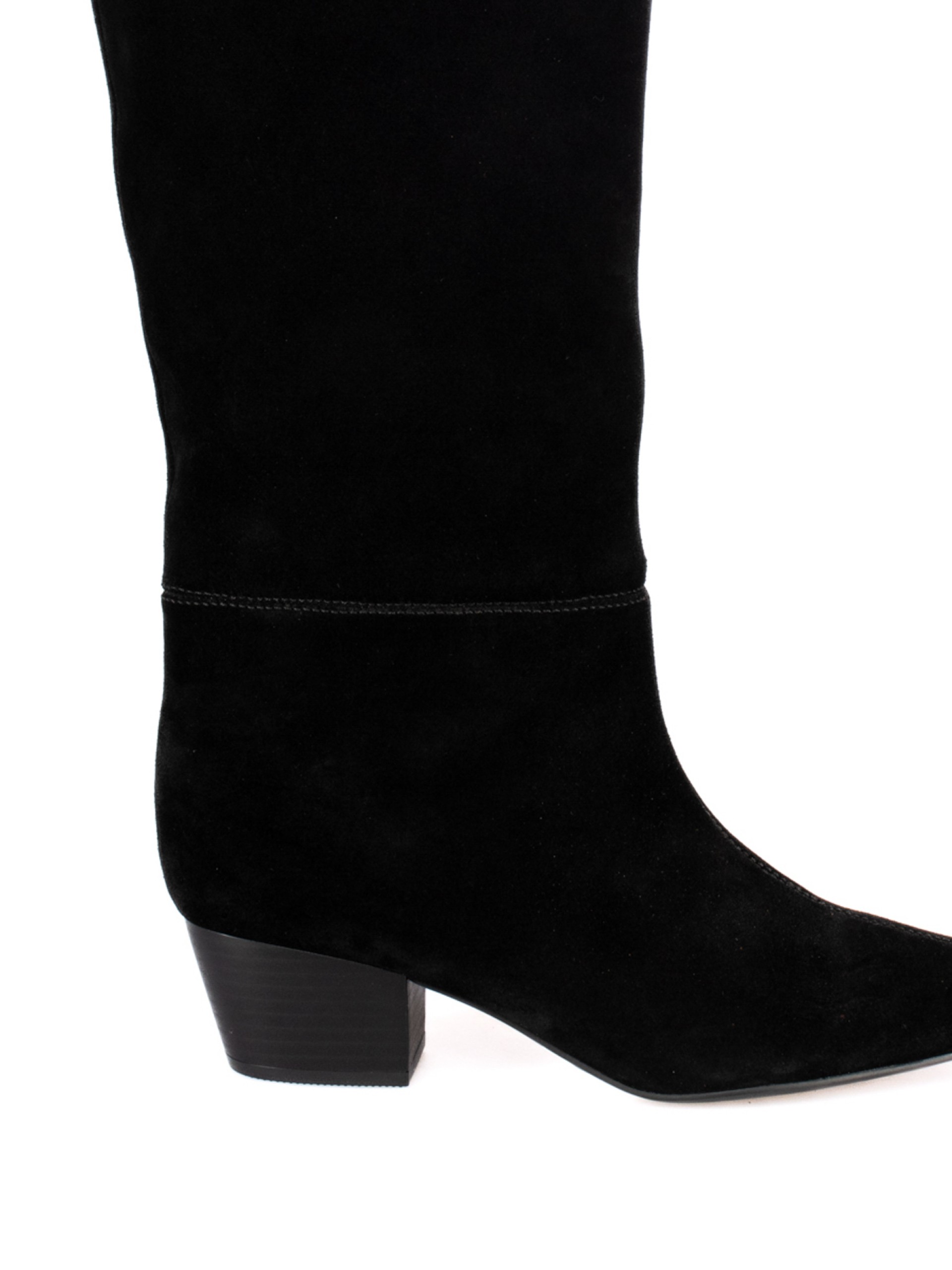 High-top cowboy boots in suede.
