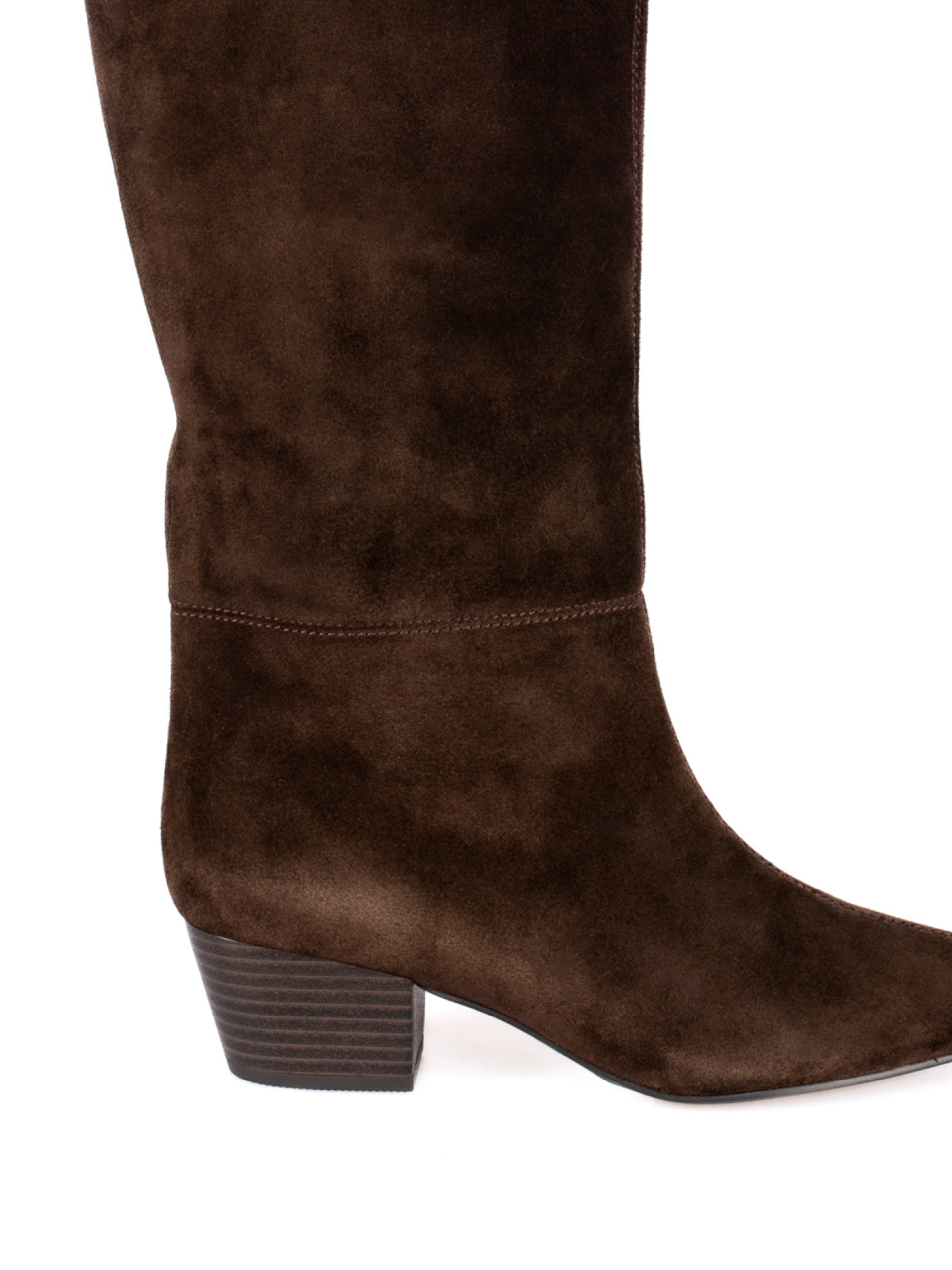 High-top cowboy boots in suede.