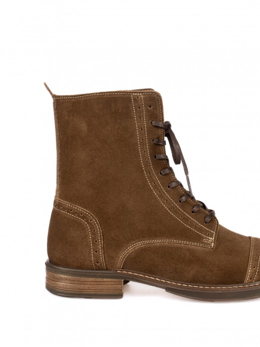 Women's Suede Ankle Boots with Perforated Details Women's Suede Ankle Boots with Perforated Details