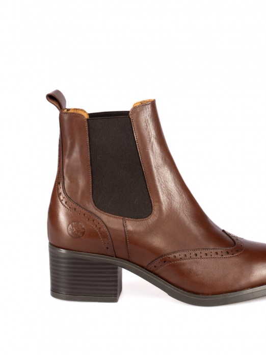 Leather Ankle Boots with Covered Elastic