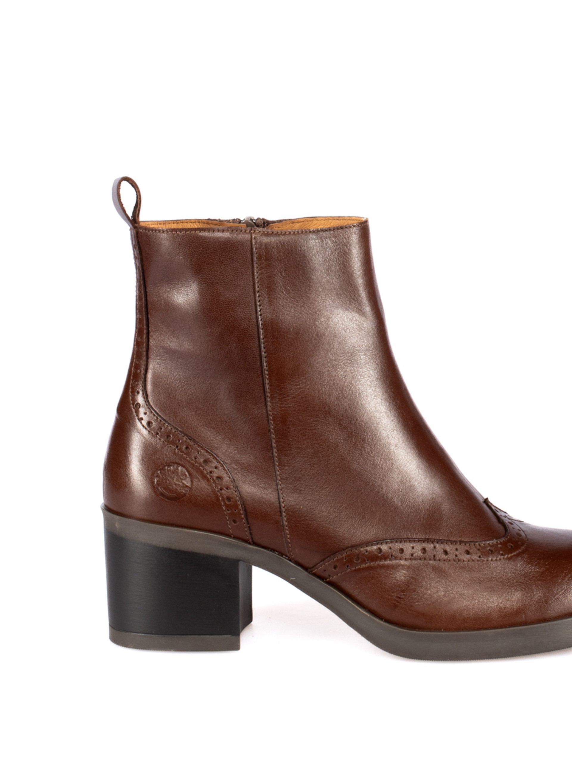 High-Heel Ankle Boots with Brogue Detailing