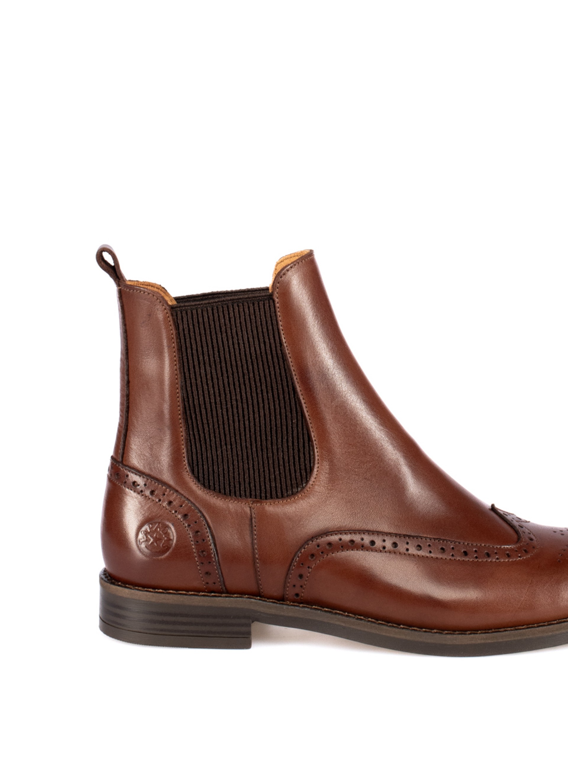 Leather Ankle Boots with Brogue Detailing