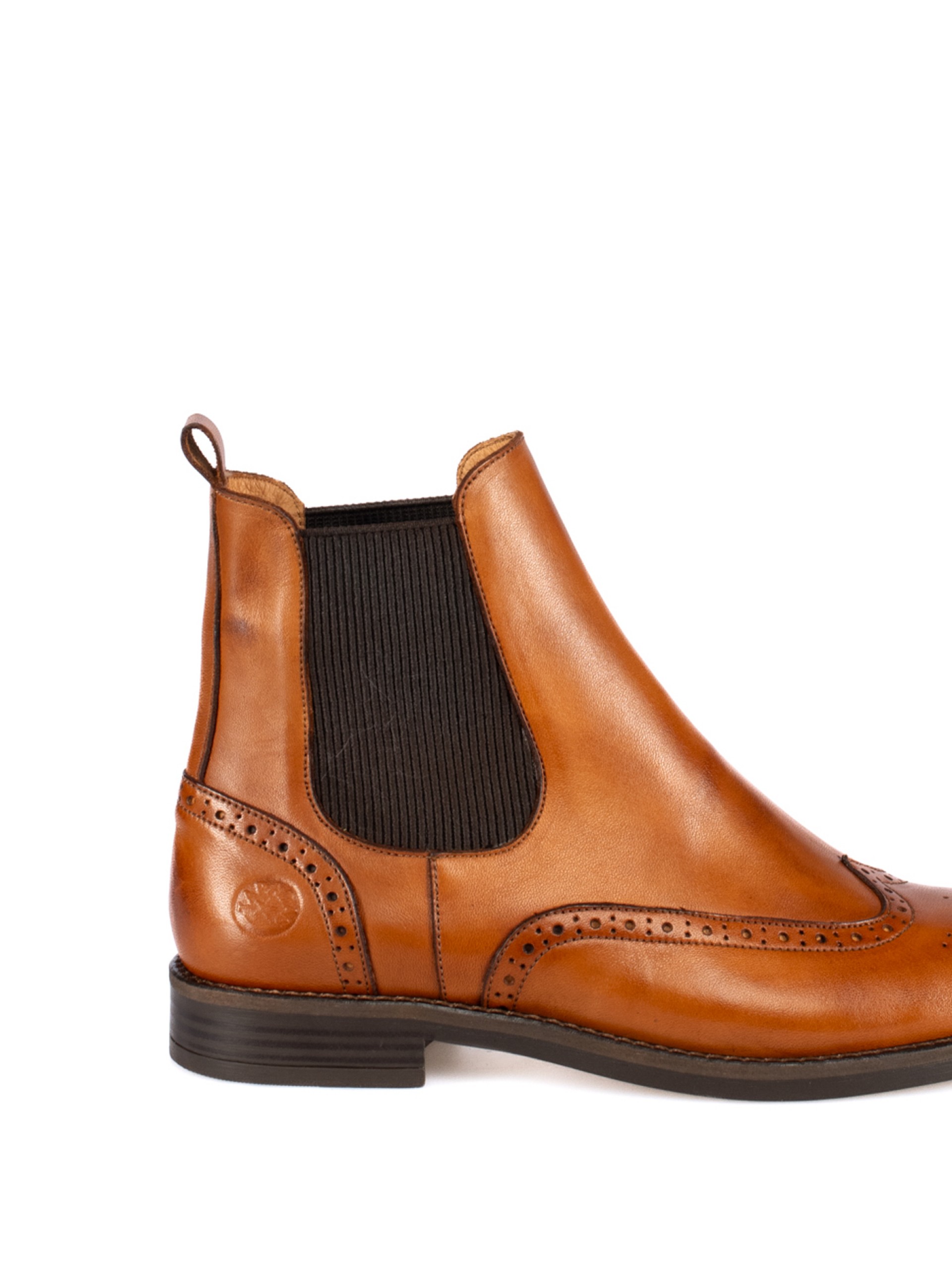Leather Ankle Boots with Brogue Detailing