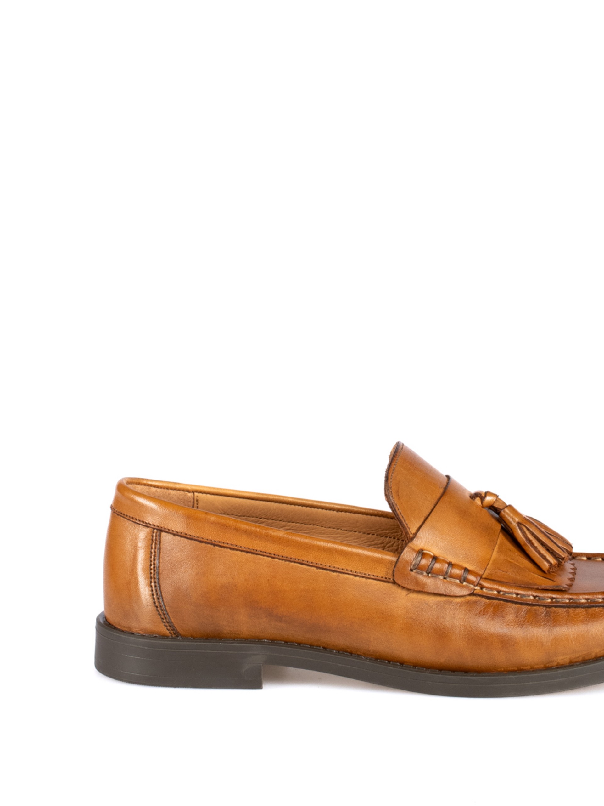 Leather Loafers with Tassel Detail
