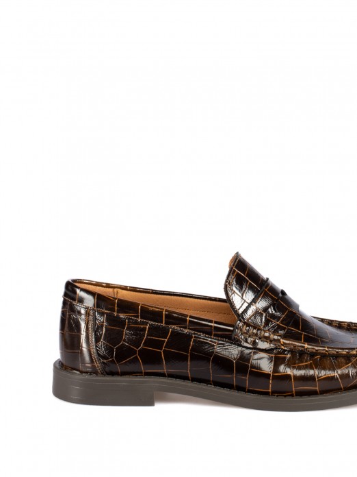 Women's Croc-Effect Leather Loafers Women's Croc-Effect Leather Loafers