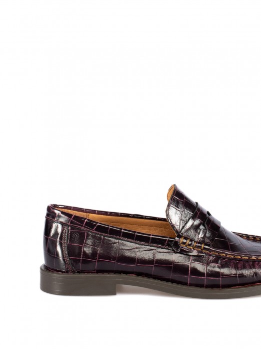 Women's Croc-Effect Leather Loafers Women's Croc-Effect Leather Loafers
