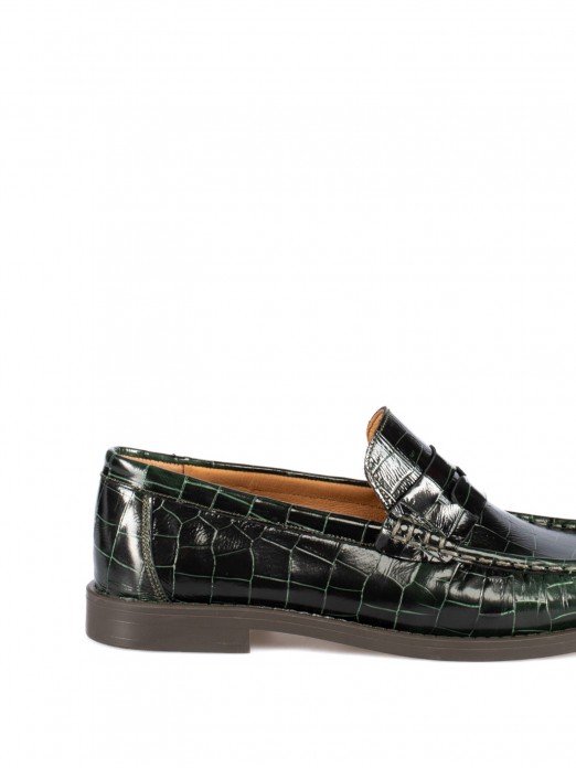 Women's Croc-Effect Leather Loafers Women's Croc-Effect Leather Loafers