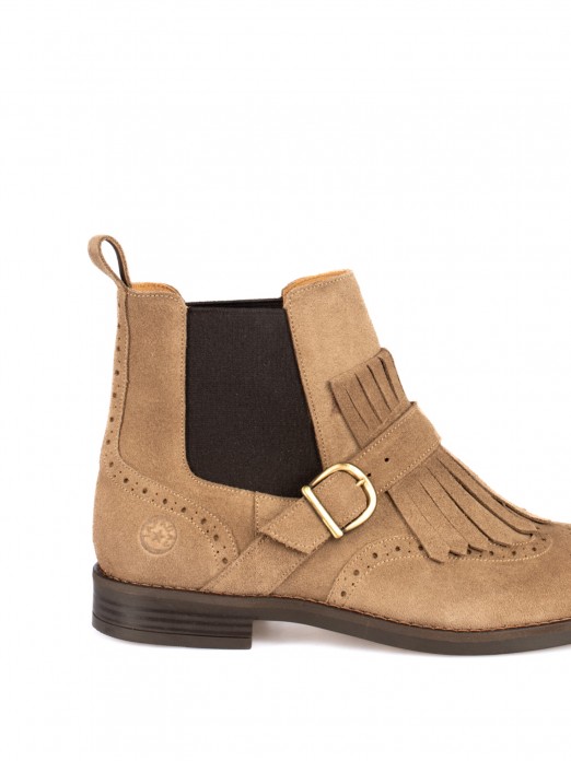 Suede Ankle Boots with Fringes and Buckle Suede Ankle Boots with Fringes and Buckle