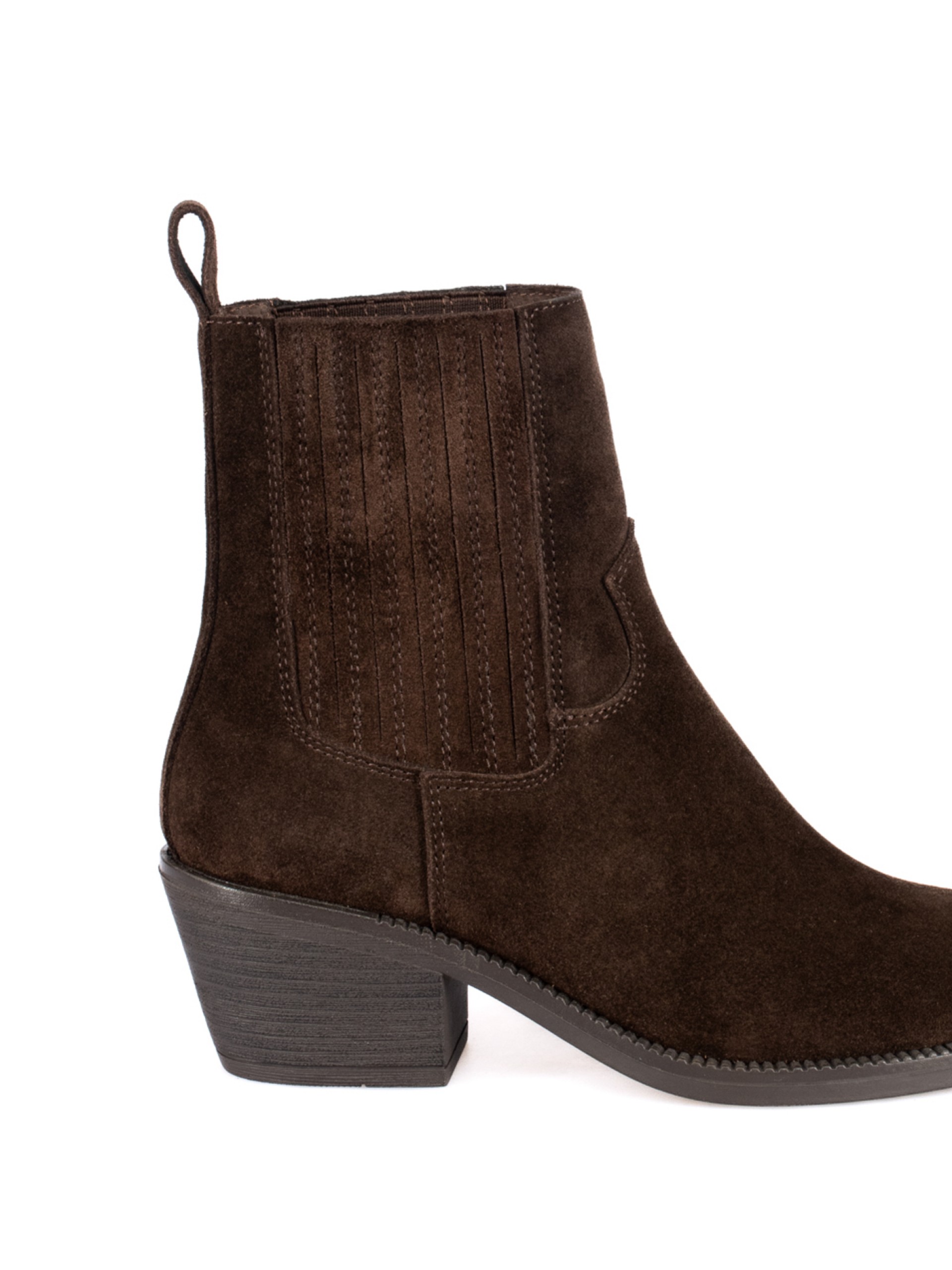 Western-style ankle boot with elastic waistband an