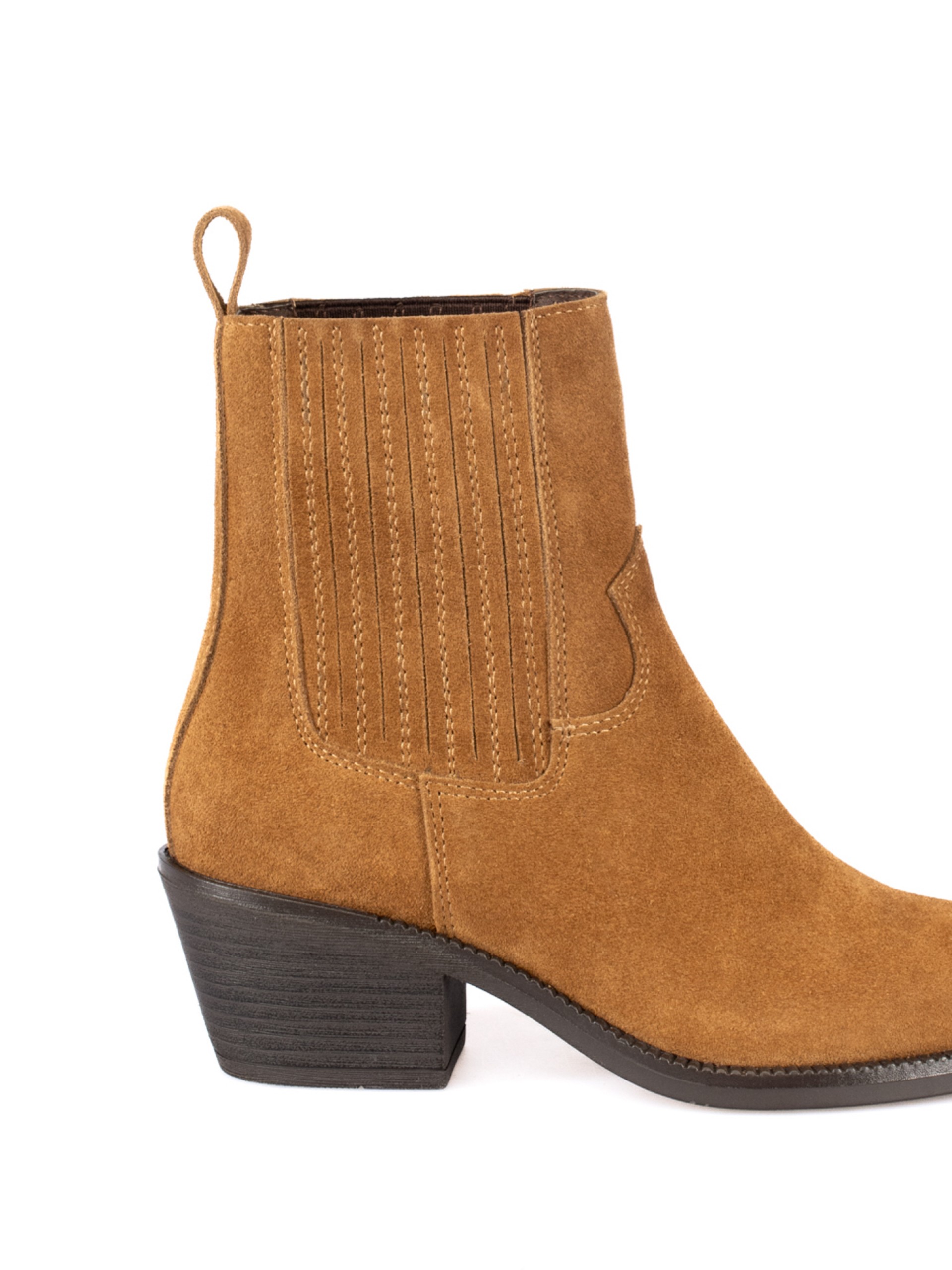 Western-style ankle boot with elastic waistband an