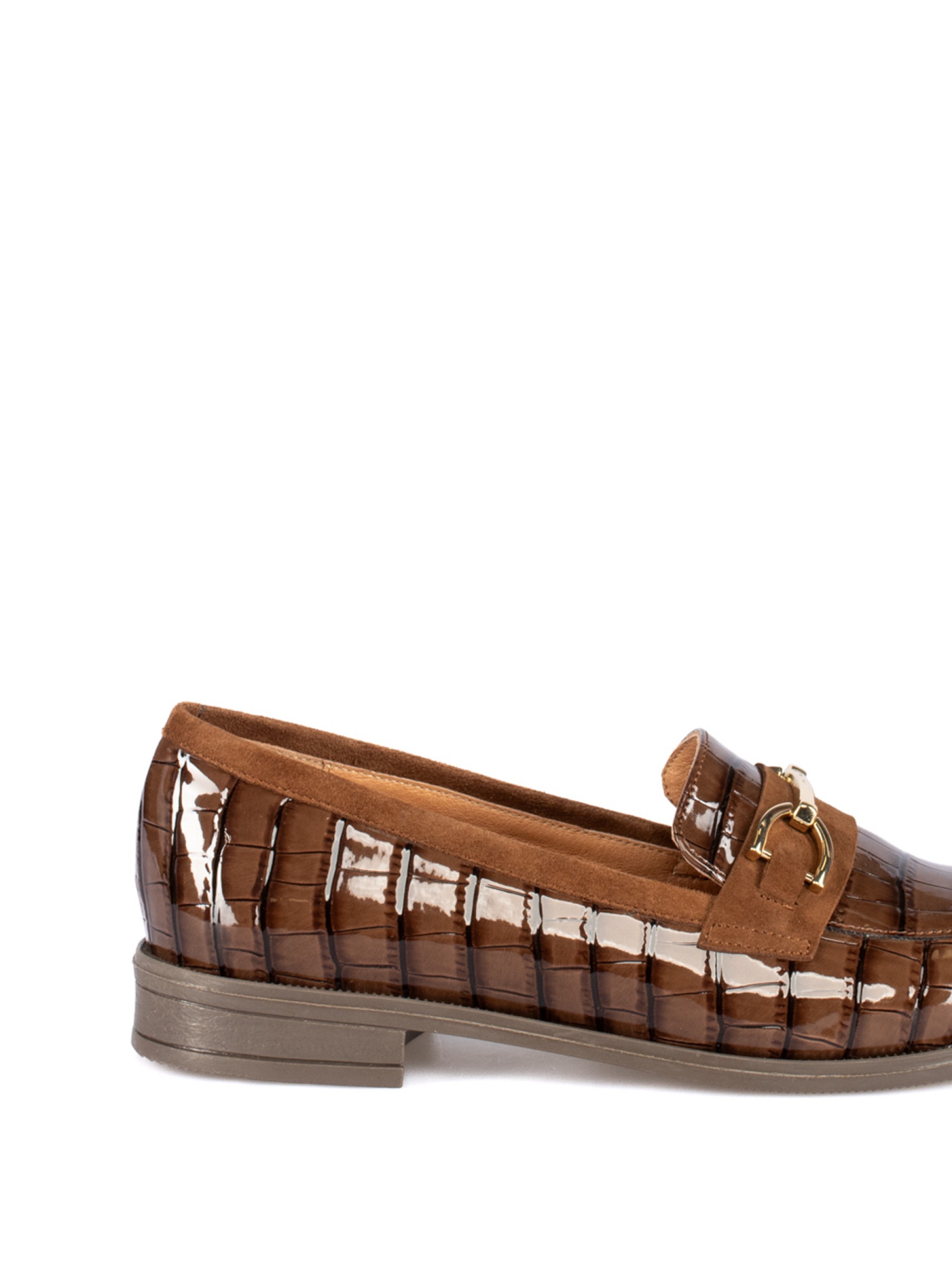 Croco patent leather moccasin
